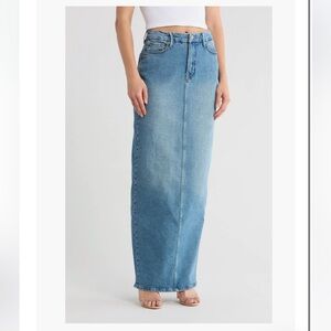 Good American Light Blue Maxi Skirt